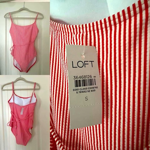 NWT Loft Beach Seersucker Belted One Piece Size Small - Picture 2 of 2